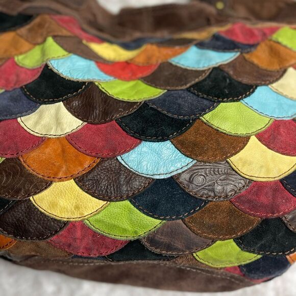 LUCKY BRAND Mult-Color leather & Suede Patchwork HOBO  large Shoulder Bag - Picture 14 of 15